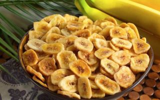 Banānu čipsu, kaloriju ieguvumi un kaitējums